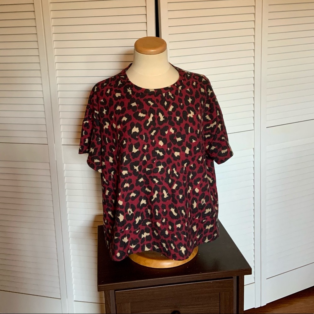 Maroon Cheetah Print Blouse